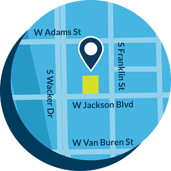 Willis Tower location between jackson, adams, wacker, and franklin st.